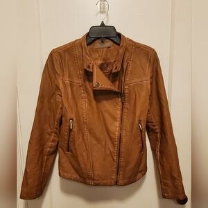 Women's Tan Vegan Leather Jacket